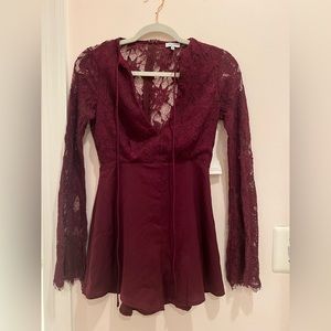 Maroon Lace Romper